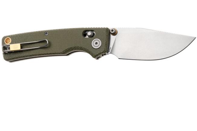 Afbeelding voor Vosteed Porcupine ModSwap A3104 Stonewashed 154CM, Green Micarta, zakmes, Yue Dong design