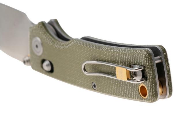 Afbeelding voor Vosteed Porcupine ModSwap A3104 Stonewashed 154CM, Green Micarta, zakmes, Yue Dong design
