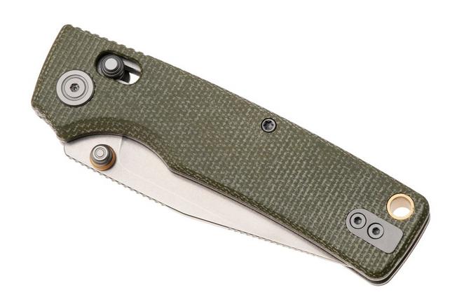 Afbeelding voor Vosteed Porcupine ModSwap A3104 Stonewashed 154CM, Green Micarta, zakmes, Yue Dong design