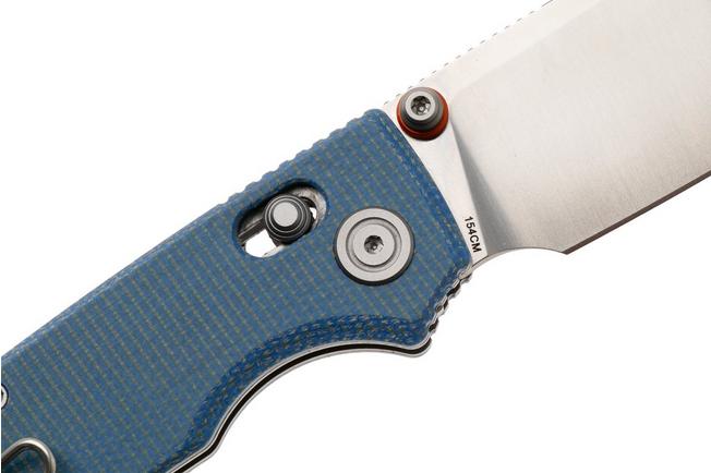 Afbeelding voor Vosteed Porcupine ModSwap A3105 Satin 154CM, Blue Micarta, zakmes, Yue Dong design