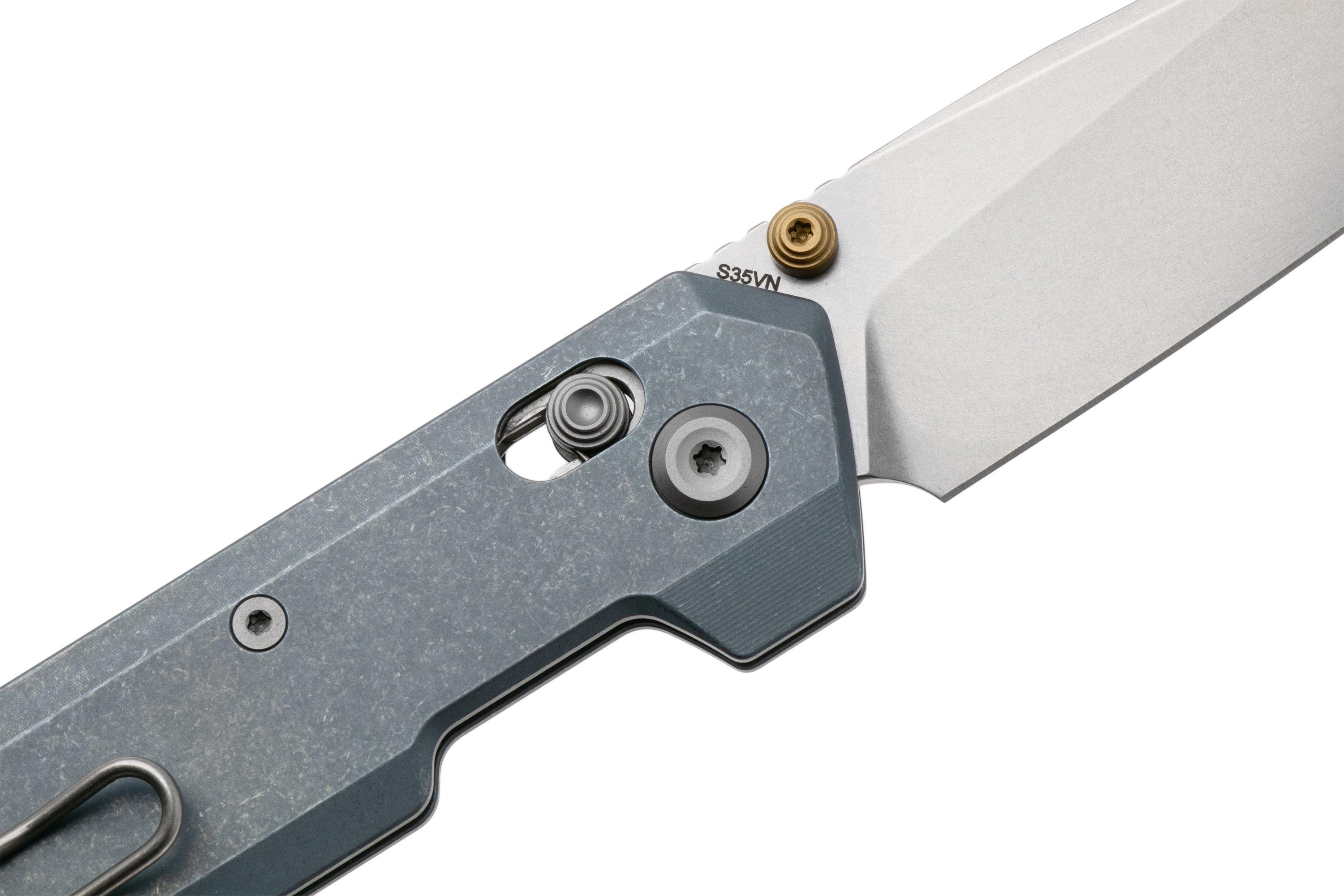 Vosteed Parallel A3504 Stonewashed S35VN, Blue Titanium, pocket knife ...