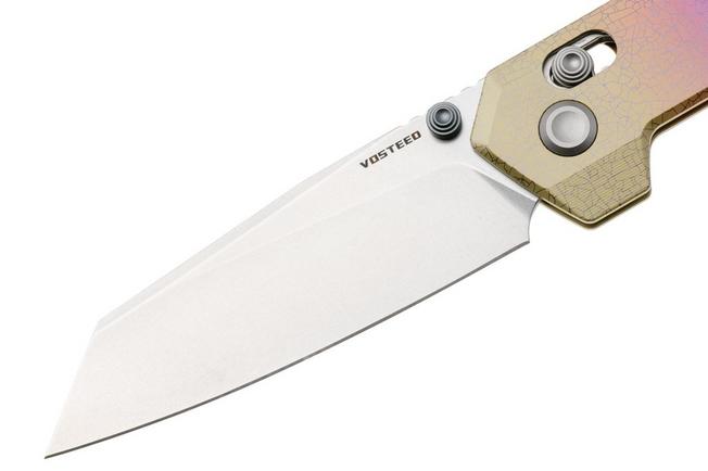 Afbeelding voor Vosteed Parallel A3508 Stonewashed S35VN, Iridescent Crackle Titanium, zakmes