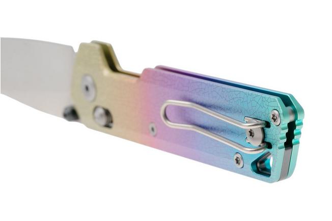 Afbeelding voor Vosteed Parallel A3508 Stonewashed S35VN, Iridescent Crackle Titanium, zakmes