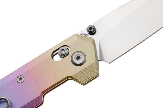 Afbeelding voor Vosteed Parallel A3508 Stonewashed S35VN, Iridescent Crackle Titanium, zakmes