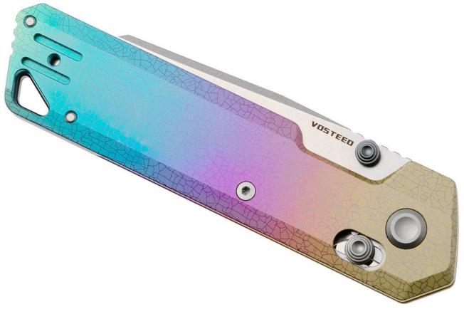 Afbeelding voor Vosteed Parallel A3508 Stonewashed S35VN, Iridescent Crackle Titanium, zakmes