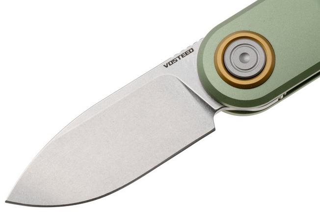 Afbeelding voor Vosteed Corgi V A3702 Stonewashed 14C28N, Green Aluminum, zakmes, Yue Dong design