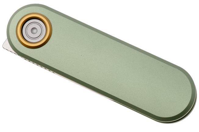 Afbeelding voor Vosteed Corgi V A3702 Stonewashed 14C28N, Green Aluminum, zakmes, Yue Dong design
