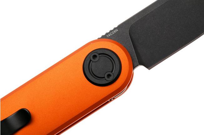 Afbeelding voor Vosteed Corgi V A3705 Blackwashed 14C28N, Orange Aluminum, zakmes, Yue Dong design