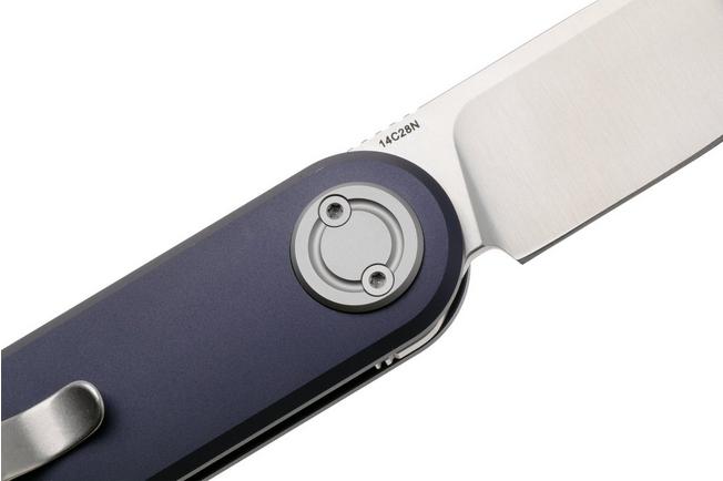 Afbeelding voor Vosteed Corgi V A3713 Satin 14C28N, Dark Slate Blue Aluminum, zakmes, Yue Dong design