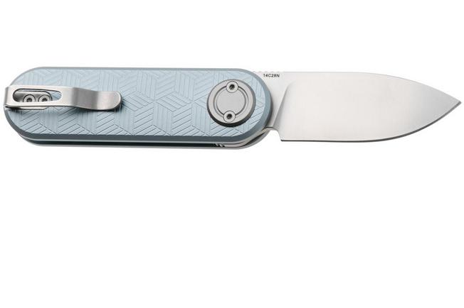 Afbeelding voor Vosteed Corgi V A3725 Satin 14C28N, Macaron Blue Aluminum, zakmes, Yue Dong design