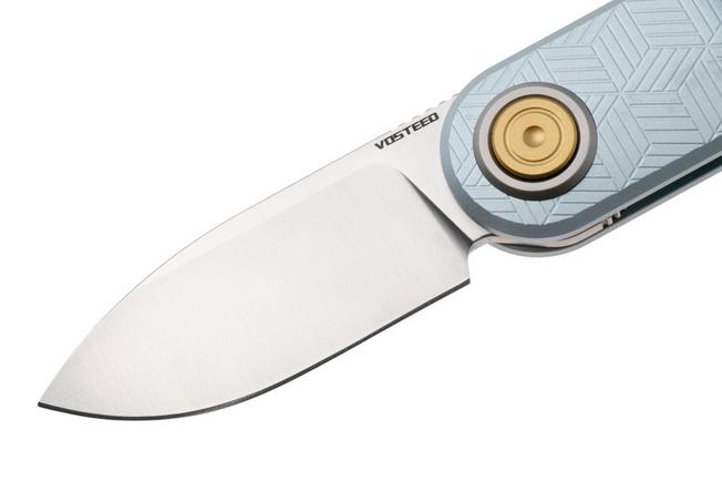 Afbeelding voor Vosteed Corgi V A3725 Satin 14C28N, Macaron Blue Aluminum, zakmes, Yue Dong design