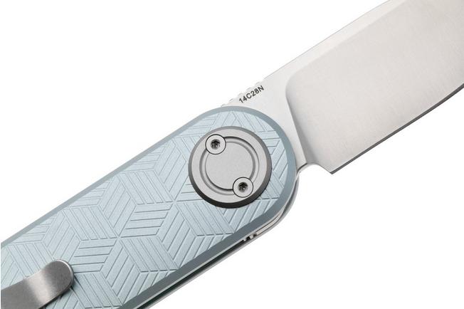 Afbeelding voor Vosteed Corgi V A3725 Satin 14C28N, Macaron Blue Aluminum, zakmes, Yue Dong design