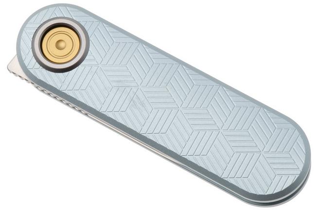 Afbeelding voor Vosteed Corgi V A3725 Satin 14C28N, Macaron Blue Aluminum, zakmes, Yue Dong design