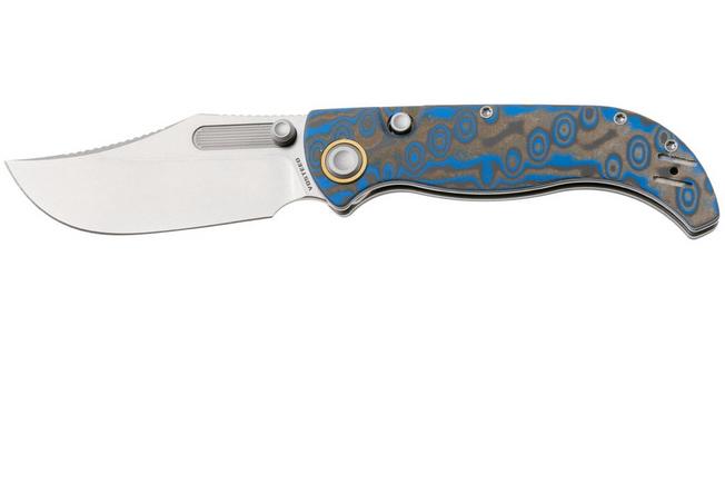 Afbeelding voor Vosteed Naga A3903 Stonewashed S35VN, Blue Ocean Micarta, zakmes