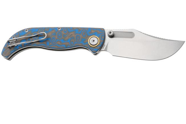 Afbeelding voor Vosteed Naga A3903 Stonewashed S35VN, Blue Ocean Micarta, zakmes