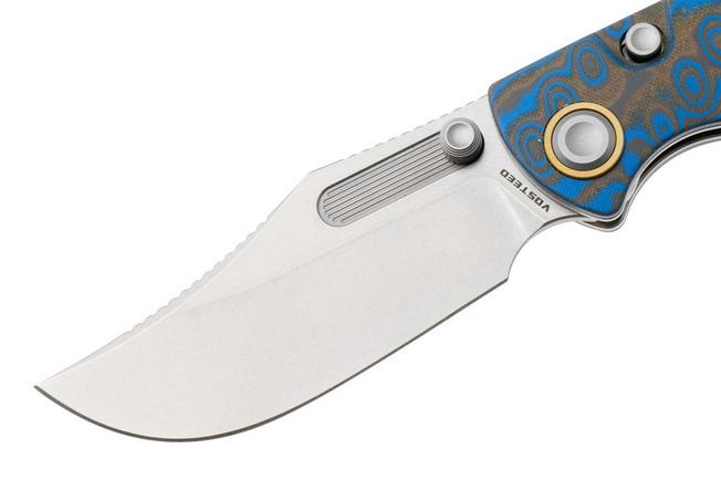Afbeelding voor Vosteed Naga A3903 Stonewashed S35VN, Blue Ocean Micarta, zakmes