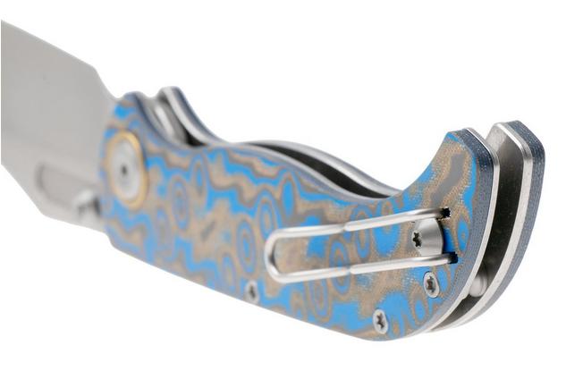 Afbeelding voor Vosteed Naga A3903 Stonewashed S35VN, Blue Ocean Micarta, zakmes