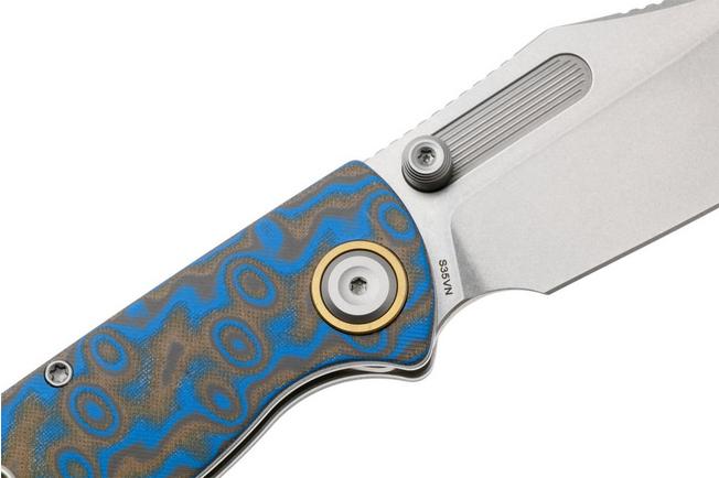 Afbeelding voor Vosteed Naga A3903 Stonewashed S35VN, Blue Ocean Micarta, zakmes