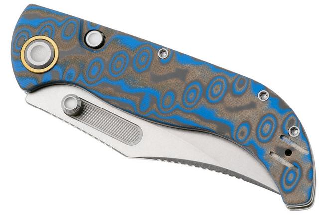 Afbeelding voor Vosteed Naga A3903 Stonewashed S35VN, Blue Ocean Micarta, zakmes
