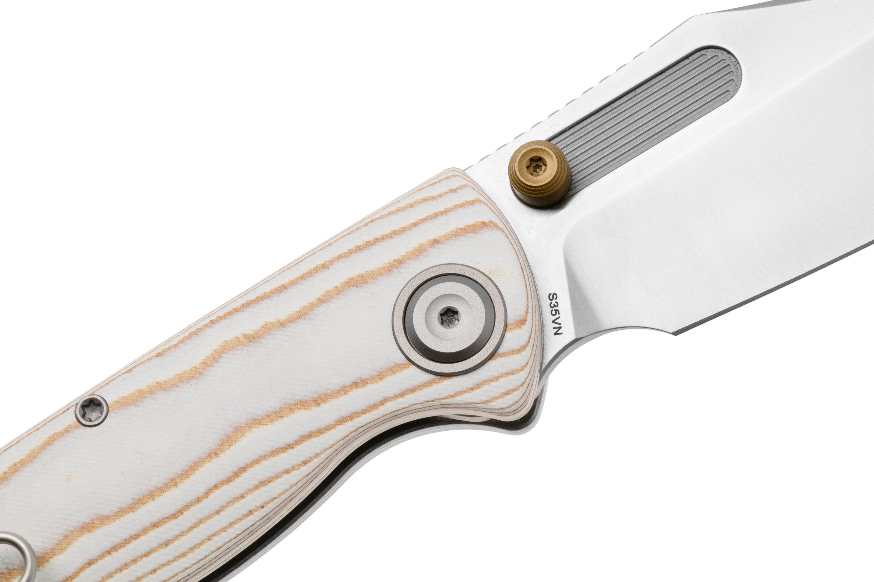 Vosteed Naga A3906 Satin S35VN, Bamboo Micarta Ivory Drift, pocket
