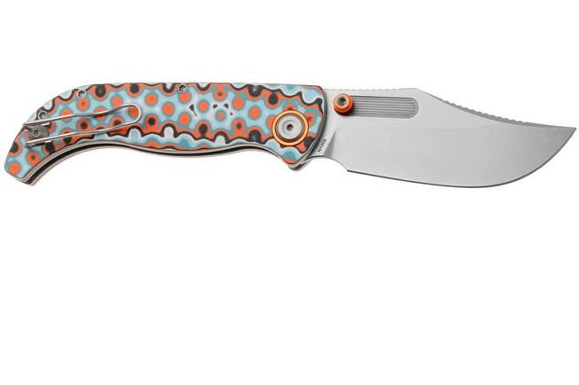 Afbeelding voor Vosteed Naga A3907 Stonewashed S35VN, Bamboo Micarta Coral Orbit, zakmes