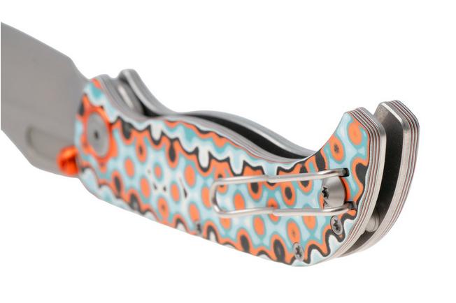 Afbeelding voor Vosteed Naga A3907 Stonewashed S35VN, Bamboo Micarta Coral Orbit, zakmes