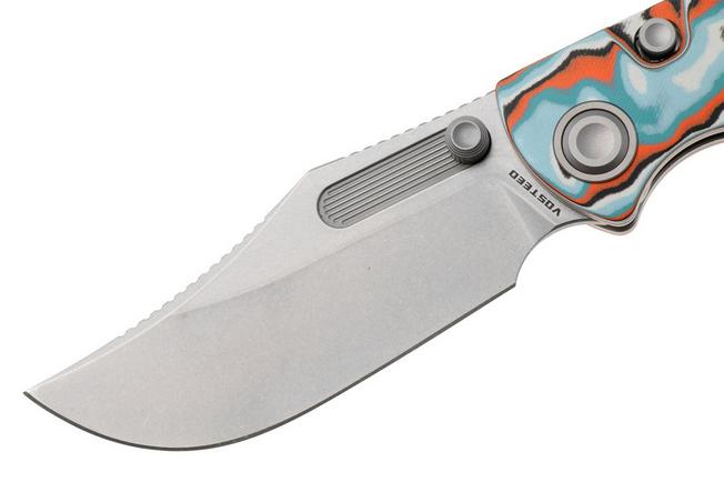 Afbeelding voor Vosteed Naga A3908 Stonewashed S35VN, Bamboo Micarta Canyon Current , zakmes