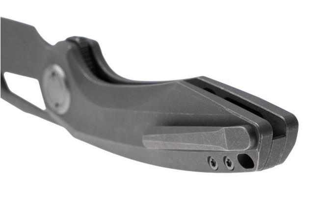 Afbeelding voor Vosteed Thunderbeast A4302 Stonewashed M390, Dim Gray Titanium, zakmes, Yue Dong design