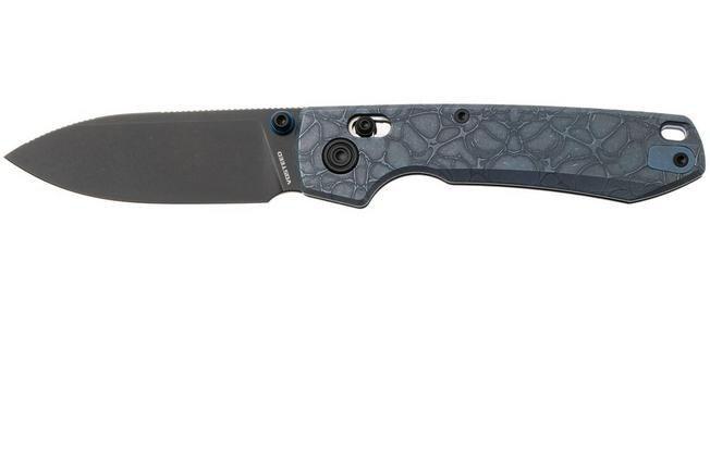 Afbeelding voor Vosteed Raccoon TiSlim A4510, Black Stonewash S35VN, Blue Titanium zakmes, Yue Dong design