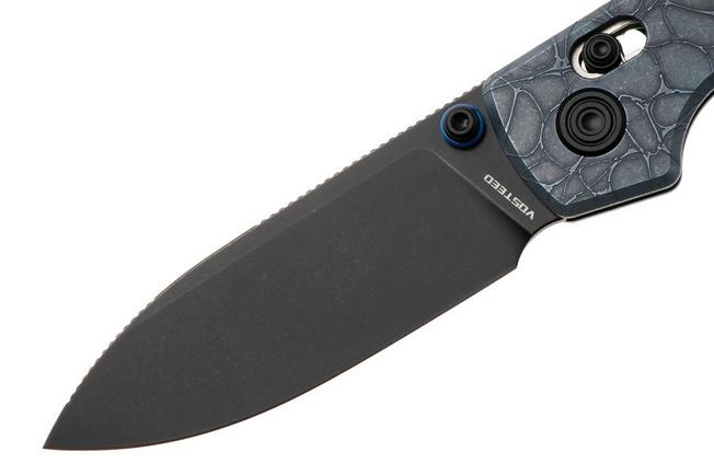 Afbeelding voor Vosteed Raccoon TiSlim A4510, Black Stonewash S35VN, Blue Titanium zakmes, Yue Dong design