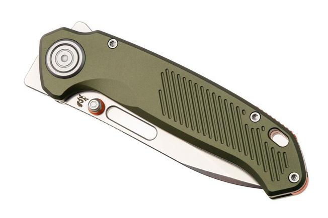 Afbeelding voor Vosteed Zander A4602, Stonewash S35VN, Olive Green Aluminium zakmes, Kornel Kiss design