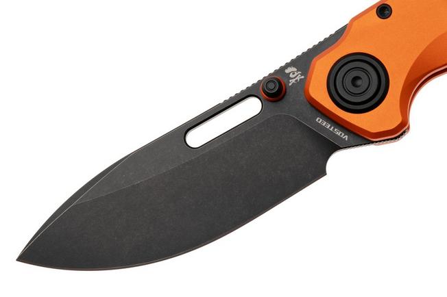 Afbeelding voor Vosteed Zander A4606, Black Stonewash S35VN, Orange Aluminium zakmes, Kornel Kiss design