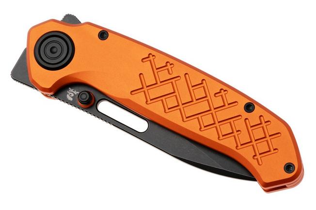 Afbeelding voor Vosteed Zander A4606, Black Stonewash S35VN, Orange Aluminium zakmes, Kornel Kiss design