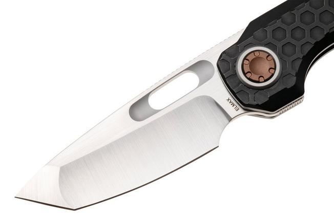 Afbeelding voor Vosteed Nymble A4701 Satin Bead Blast Elmax, Black Titanium, zakmes, John Rusk design