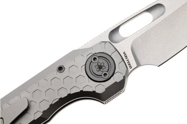 Afbeelding voor Vosteed Nymble A4702 Stonewashed Elmax, Gray Titanium, zakmes, John Rusk design