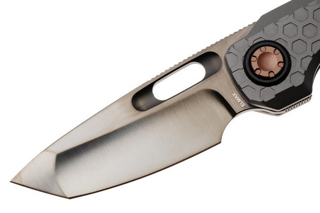 Afbeelding voor Vosteed Nymble A4705 Obsidian DLC Elmax, Dim Gray Titanium, zakmes, John Rusk design
