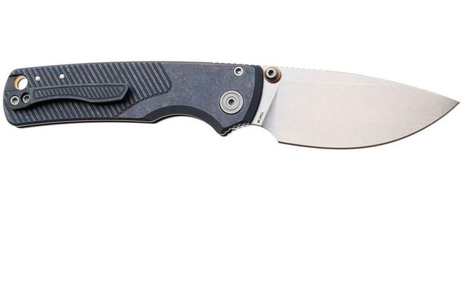 Bild für Vosteed Porcupine TiSlim A4803 Stonewashed 154CM, Blue Titanium, Taschenmesser, Yue Dong Design