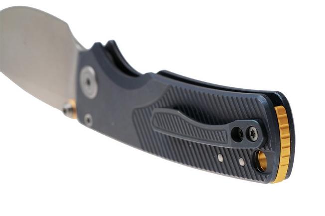 Bild für Vosteed Porcupine TiSlim A4803 Stonewashed 154CM, Blue Titanium, Taschenmesser, Yue Dong Design