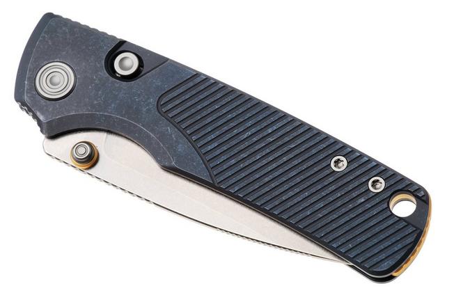 Bild für Vosteed Porcupine TiSlim A4803 Stonewashed 154CM, Blue Titanium, Taschenmesser, Yue Dong Design