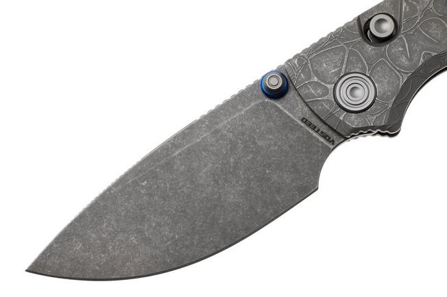Afbeelding voor Vosteed Porcupine TiSlim A4805 Stonewashed S90V, Acid Wash Gray Titanium, zakmes, Yue Dong design