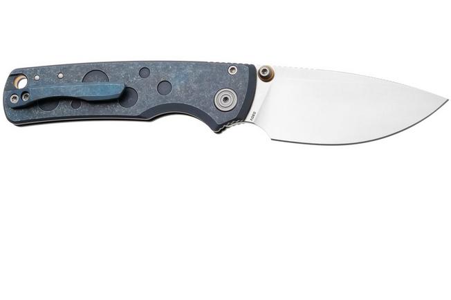 Afbeelding voor Vosteed Porcupine TiSlim A4806 Satin S90V, Blue Titanium, zakmes, Yue Dong design