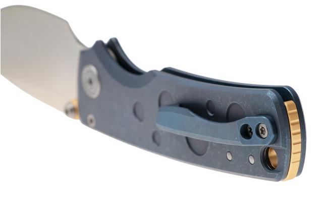 Afbeelding voor Vosteed Porcupine TiSlim A4806 Satin S90V, Blue Titanium, zakmes, Yue Dong design