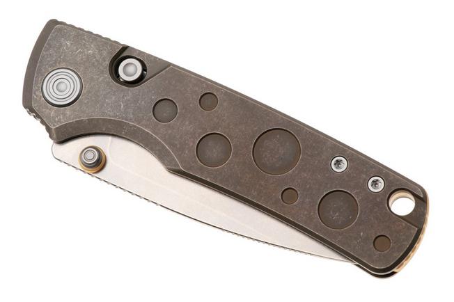 Afbeelding voor Vosteed Porcupine TiSlim A4807 Stonewashed S90V, Antique Brass Titanium, zakmes, Yue Dong design