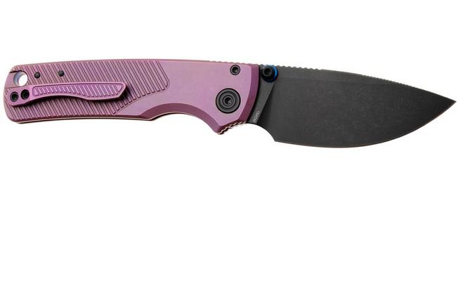 Afbeelding voor Vosteed Porcupine TiSlim A4812 Blackwashed 154CM, Rebecca Purple Titanium, zakmes, Yue Dong design