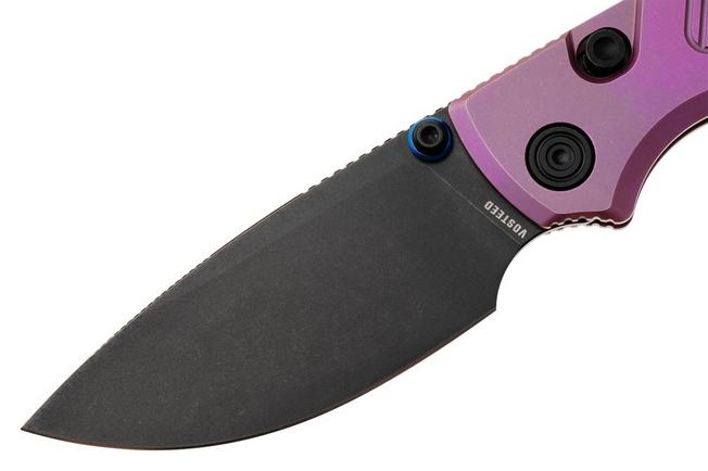 Afbeelding voor Vosteed Porcupine TiSlim A4812 Blackwashed 154CM, Rebecca Purple Titanium, zakmes, Yue Dong design