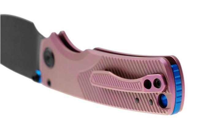 Afbeelding voor Vosteed Porcupine TiSlim A4812 Blackwashed 154CM, Rebecca Purple Titanium, zakmes, Yue Dong design