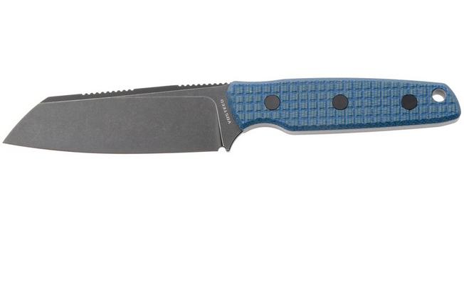 Afbeelding voor Vosteed Mink XL 399 D0104 Blackwashed Nitro-V, Blue Micarta, vaststaand mes, Yue Dong design