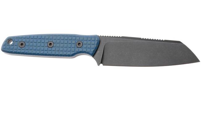 Afbeelding voor Vosteed Mink XL 399 D0104 Blackwashed Nitro-V, Blue Micarta, vaststaand mes, Yue Dong design