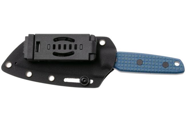 Afbeelding voor Vosteed Mink XL 399 D0104 Blackwashed Nitro-V, Blue Micarta, vaststaand mes, Yue Dong design