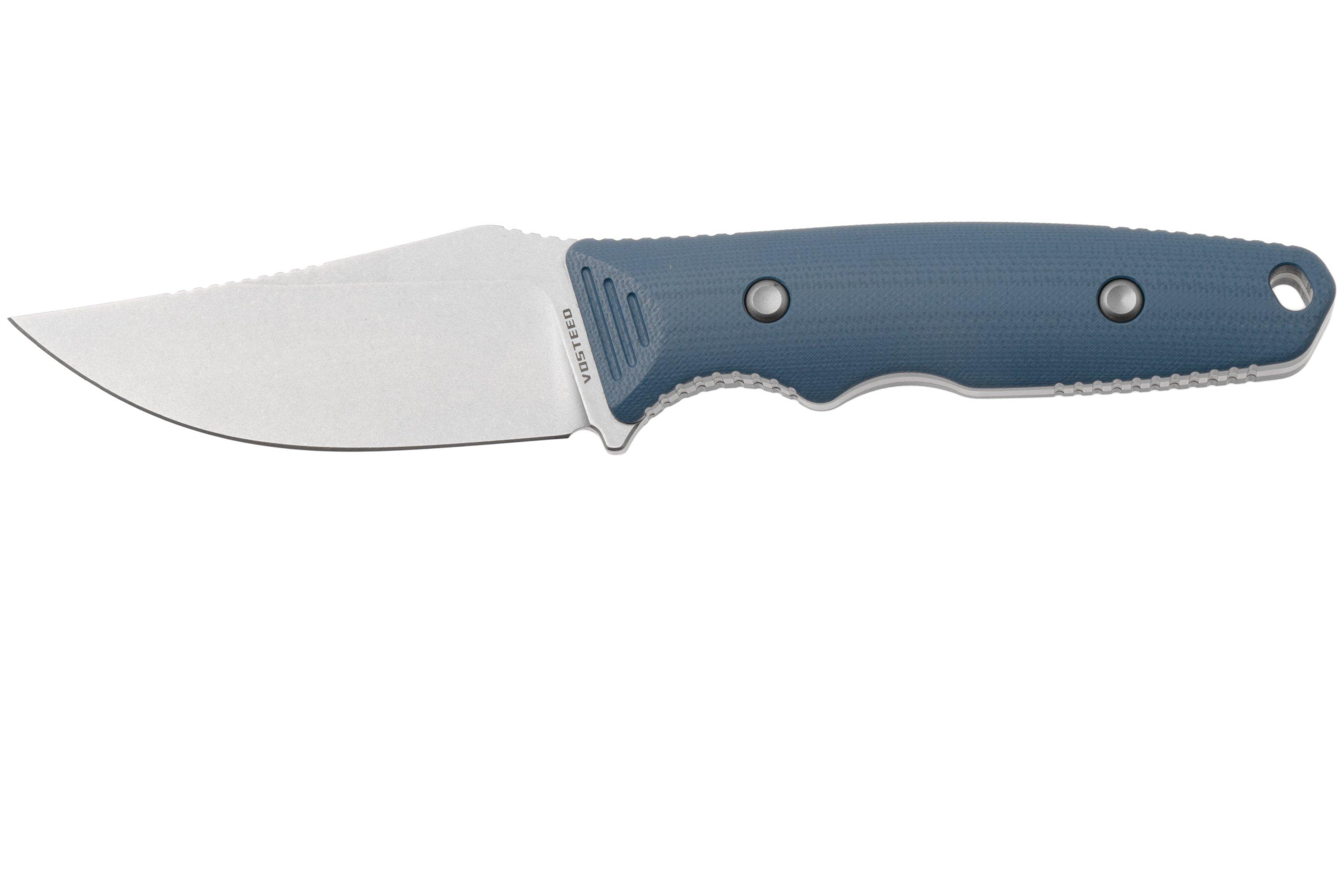 Vosteed H-Back D0405 Stonewashed Nitro-V, Blue G10, fixed knife ...